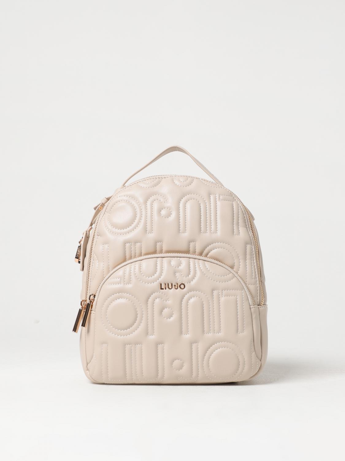 LIU JO ZAINO: Zaino Liu Jo in pelle sintetica con logo trapuntato, Beige - Img 1