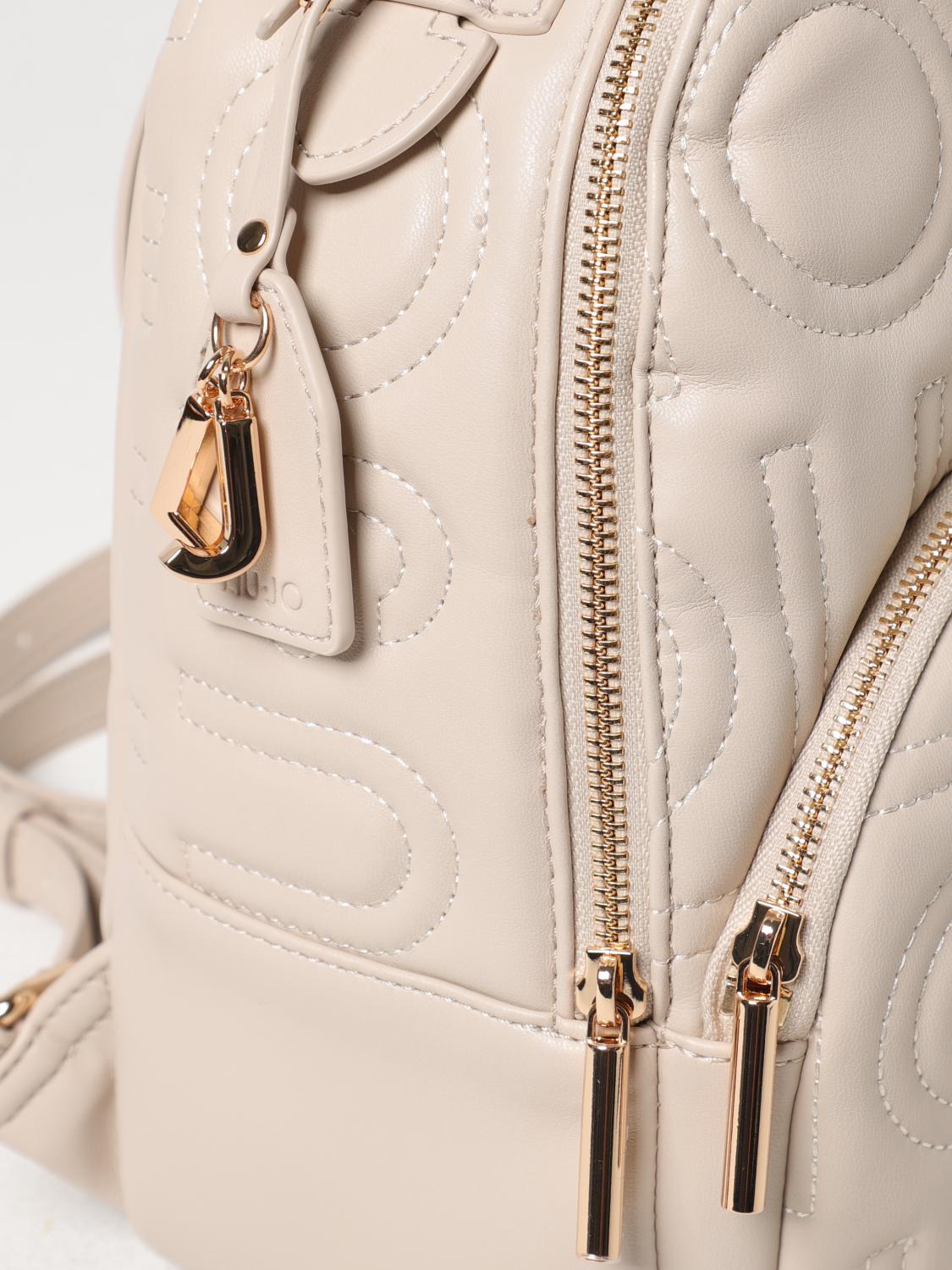 LIU JO ZAINO: Zaino Liu Jo in pelle sintetica con logo trapuntato, Beige - Img 3