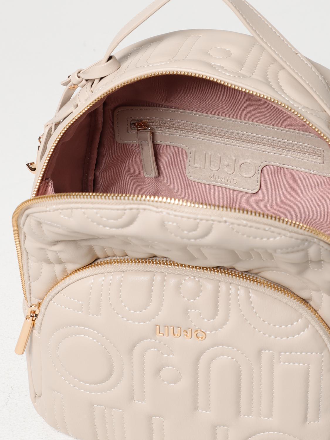 LIU JO ZAINO: Zaino Liu Jo in pelle sintetica con logo trapuntato, Beige - Img 4