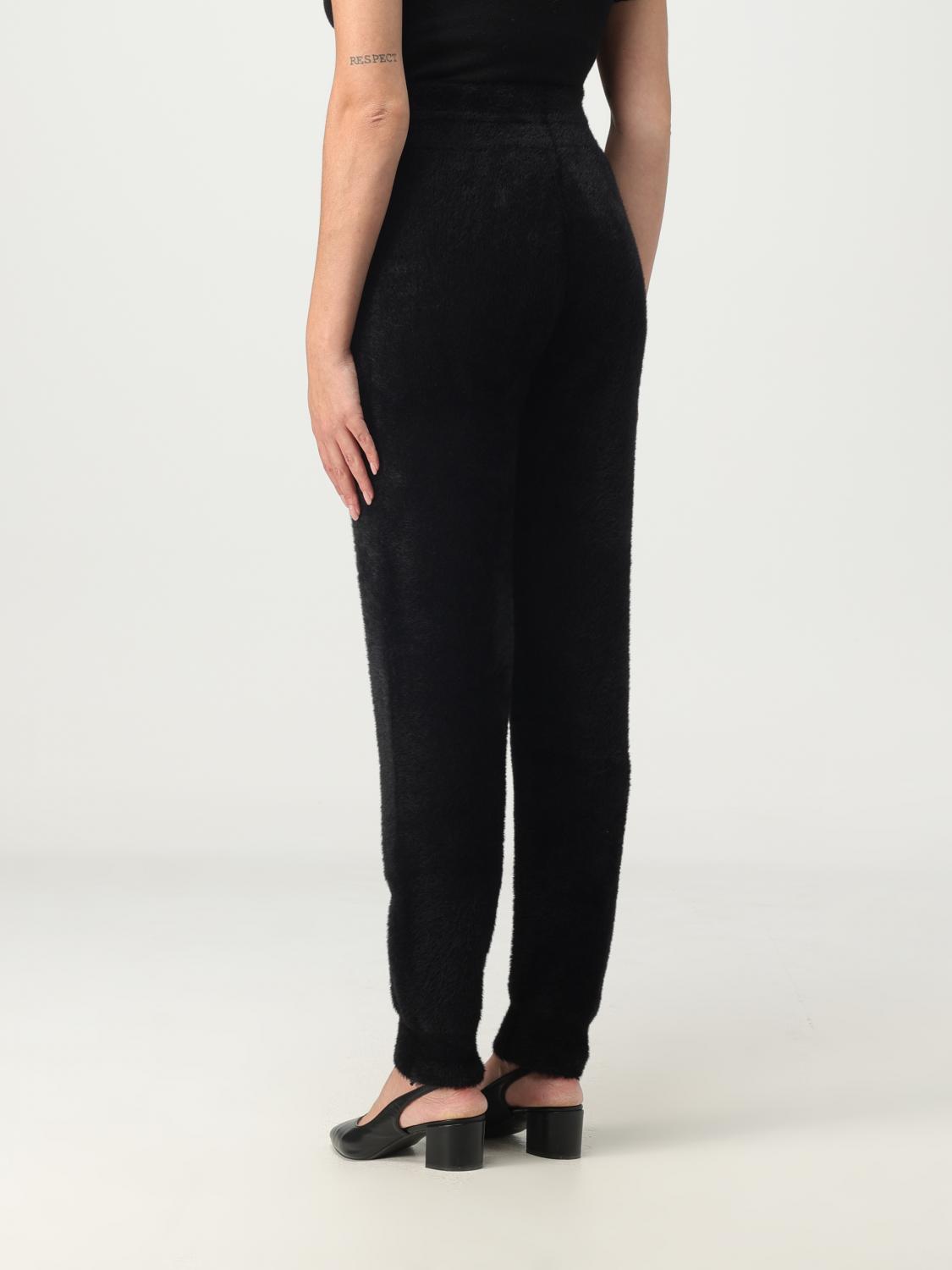 TWINSET PANTALONI: Pantalone Twinset in pelliccia sintetica con logo, Nero - Img 2