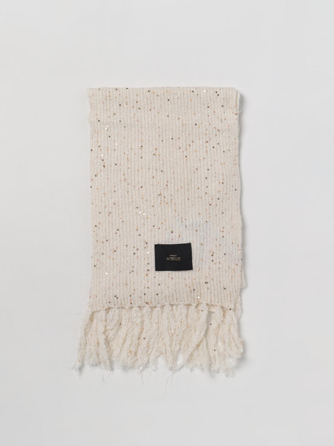 ACTITUDE TWINSET SCIARPA: Sciarpa Actitude Twinset in maglia con paillettes, Bianco - Img 1