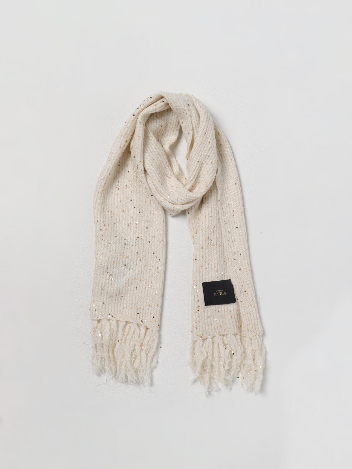 ACTITUDE TWINSET SCIARPA: Sciarpa Actitude Twinset in maglia con paillettes, Bianco - Img 2