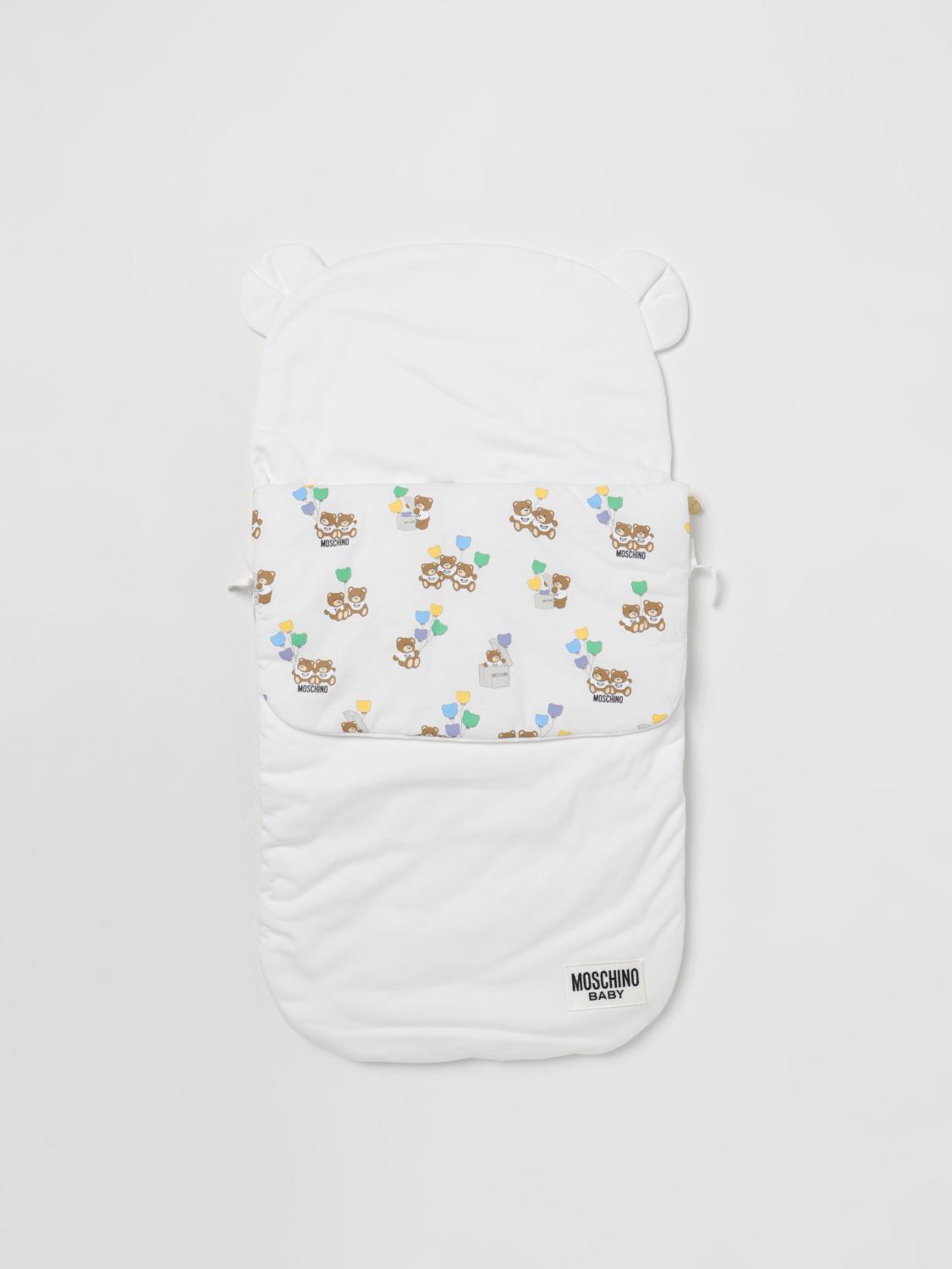 MOSCHINO: Baby sleeping bag in cotton White Moschino blanket
