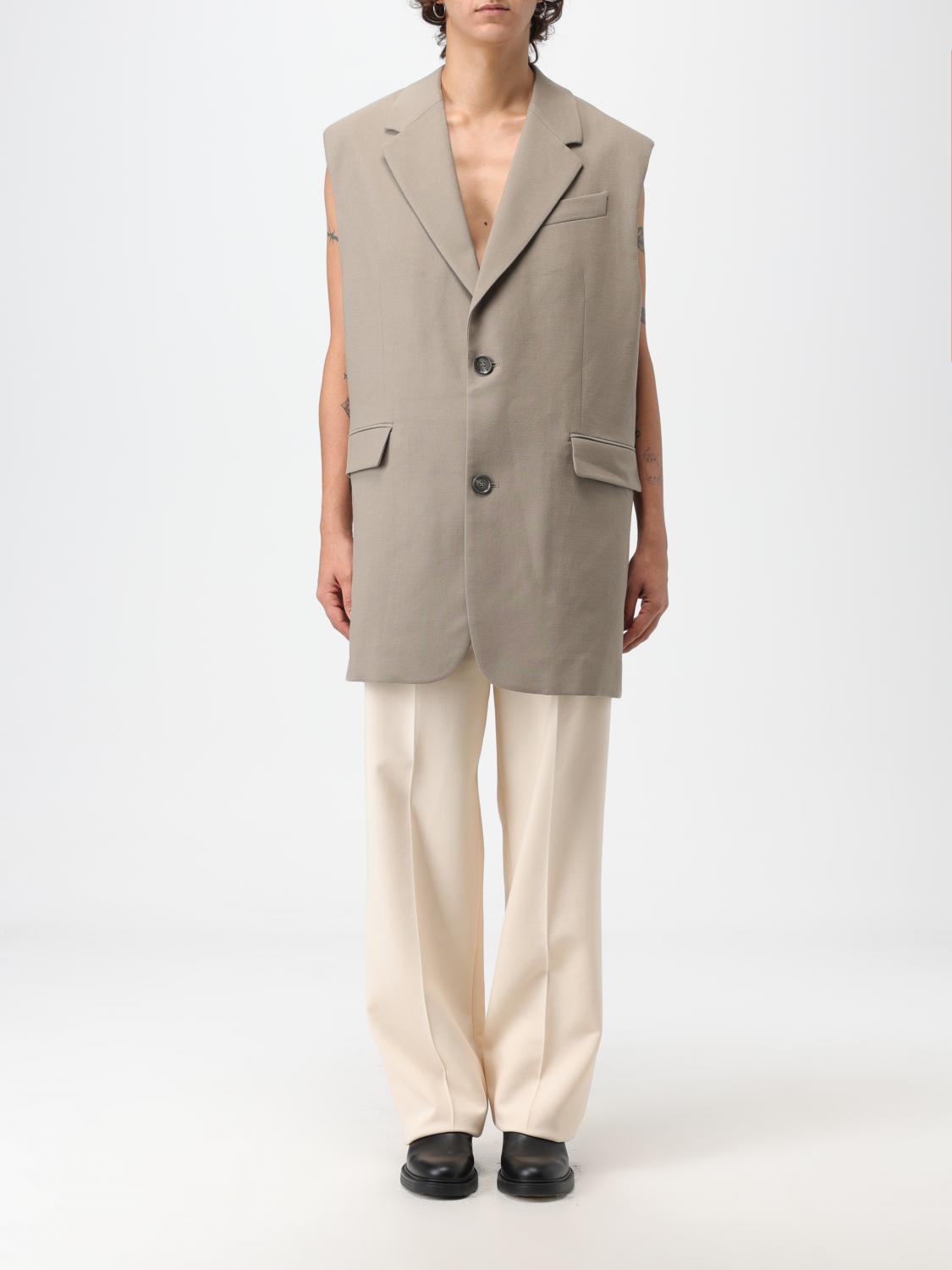AMI PARIS GILET: Gilet Ami Paris in lana vergine, Beige - Img 1