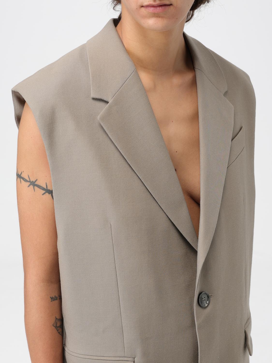 AMI PARIS GILET: Gilet Ami Paris in lana vergine, Beige - Img 4