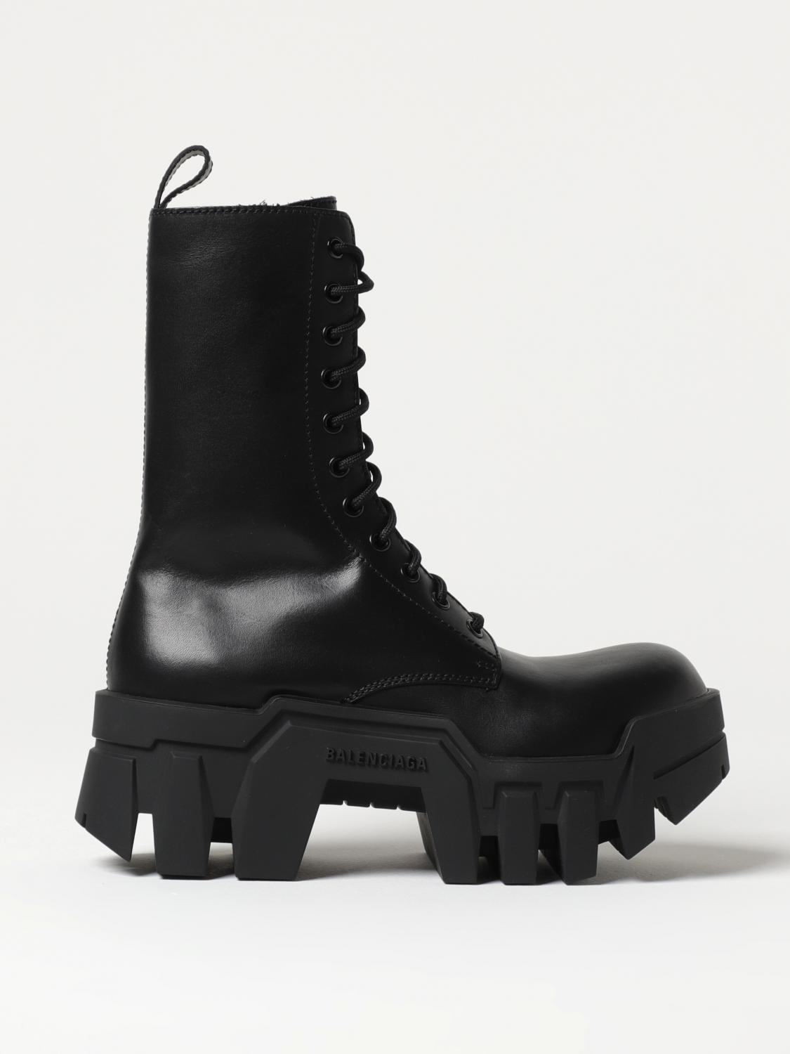 BALENCIAGA: Bulldozer ankle boots in leather with laces and zip