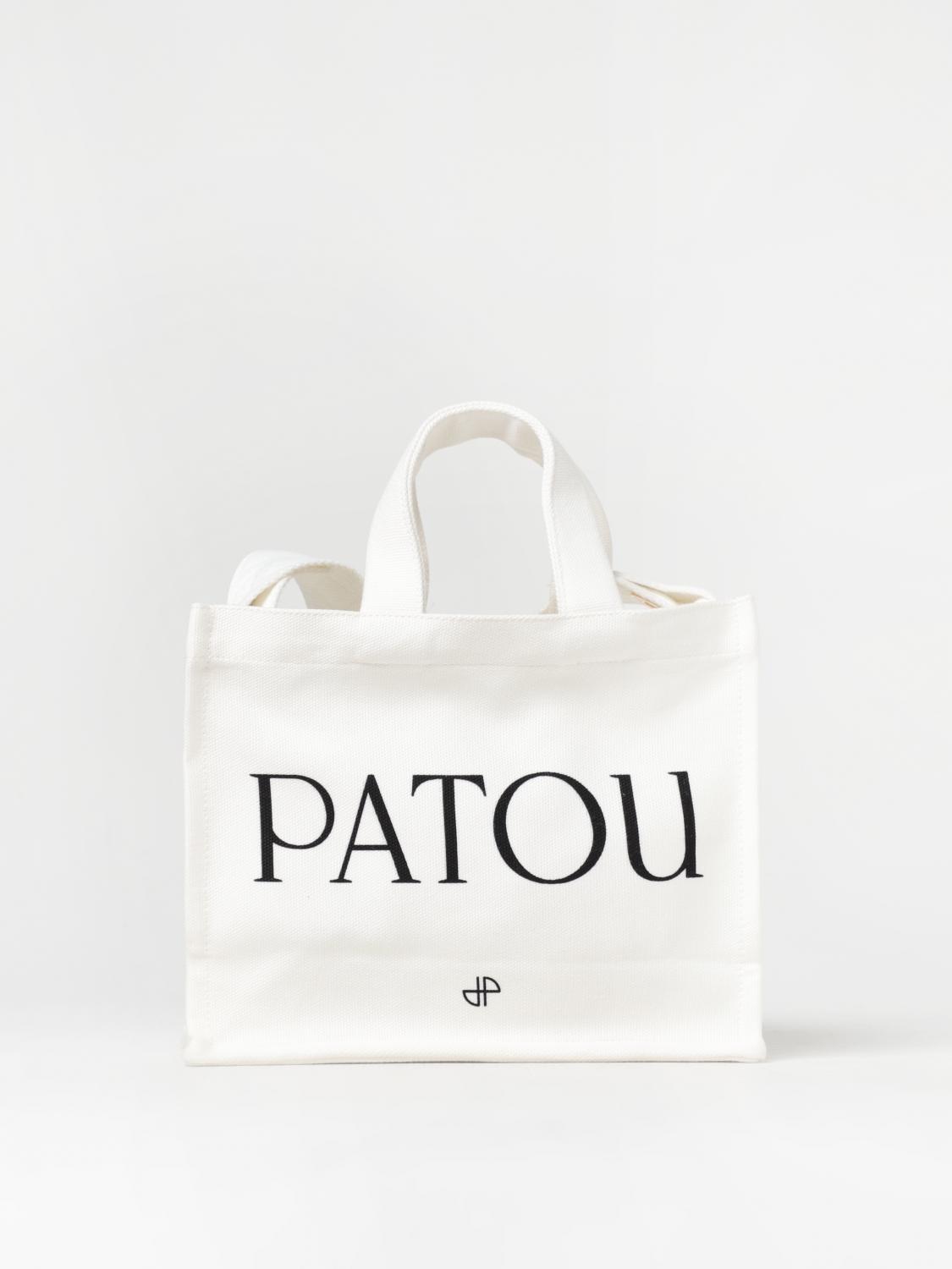 PATOU BORSA A MANO: Borsa Patou in tela di cotone, Bianco - Img 1