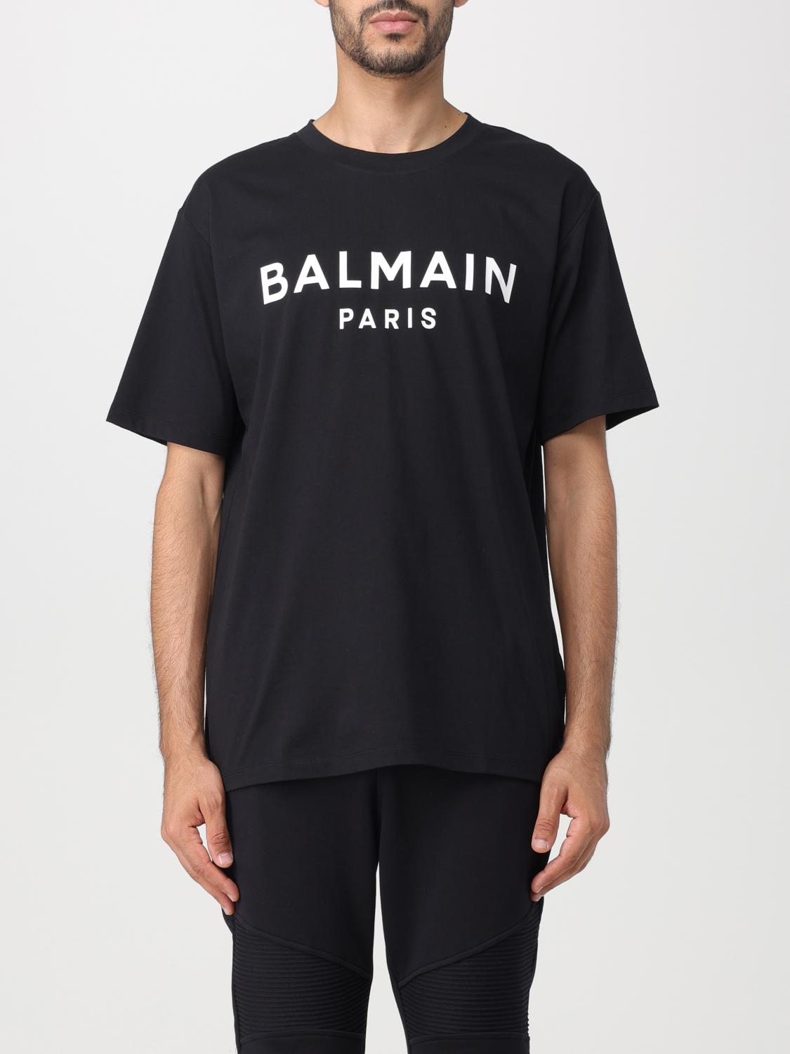 Balmain cotton T-shirt with logo - Black | BH0EG000BB73 | GIGLIO.COM