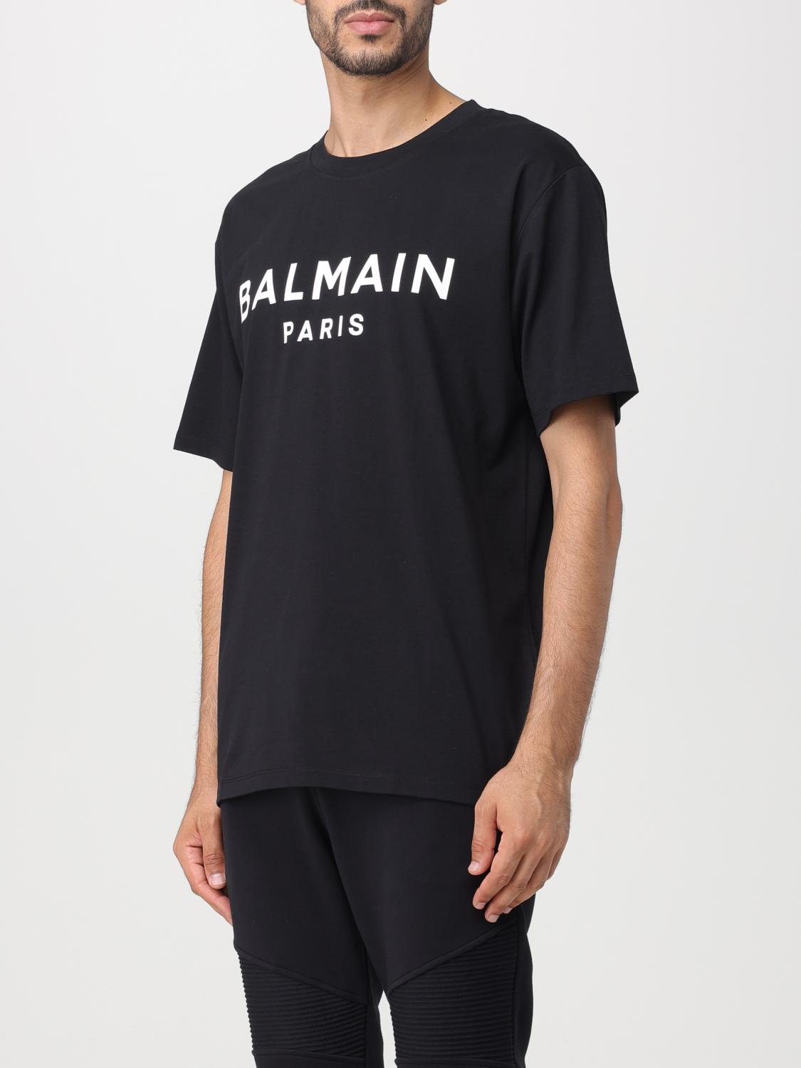 Balmain cotton T-shirt with logo - Black | BH0EG000BB73 | GIGLIO.COM