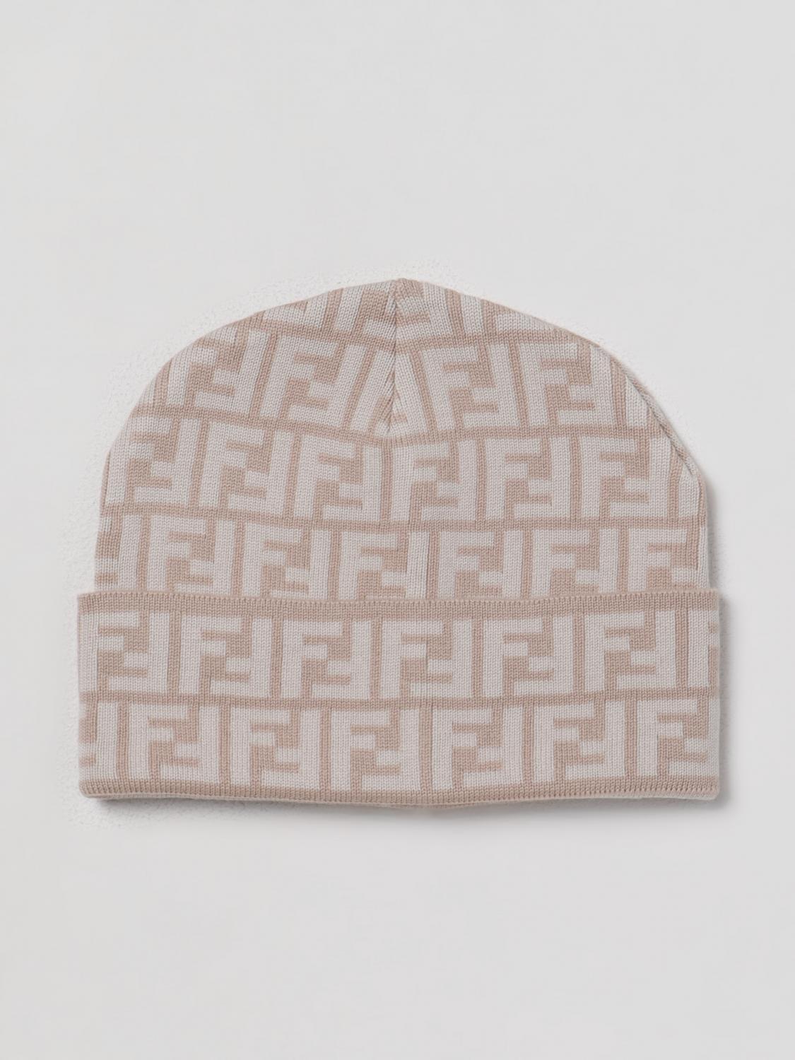 FENDI CAPPELLO: Cappello Fendi in lana con monogram FF jacquard, Avorio - Img 1