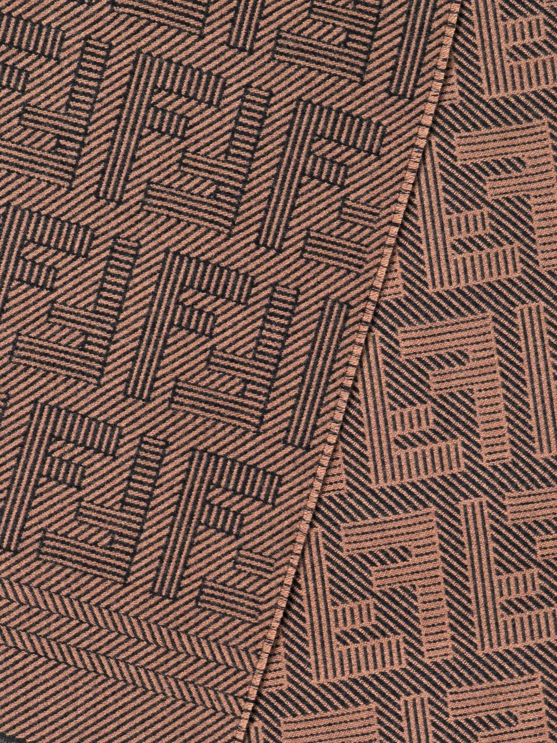 FENDI SCARF: Fendi scarf in wool and silk with FF jacquard monogram, Brown - Img 3