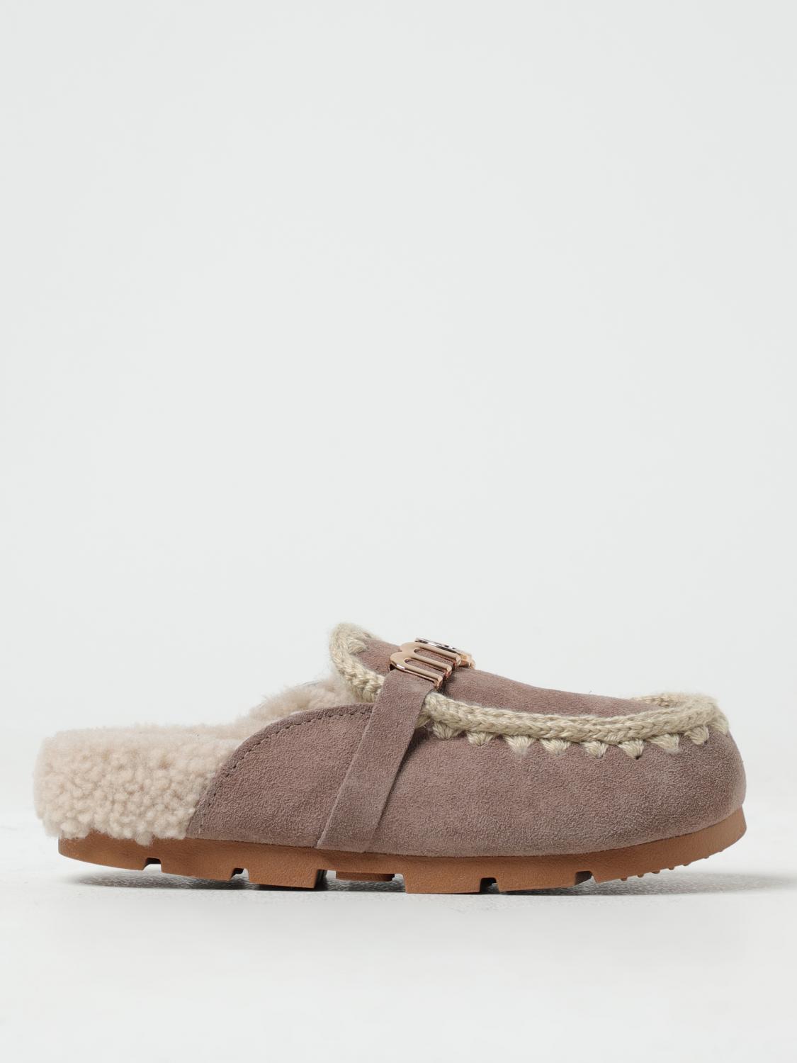 MOU: Sabot Winter Bio in pelle scamosciata Beige Scarpe Basse