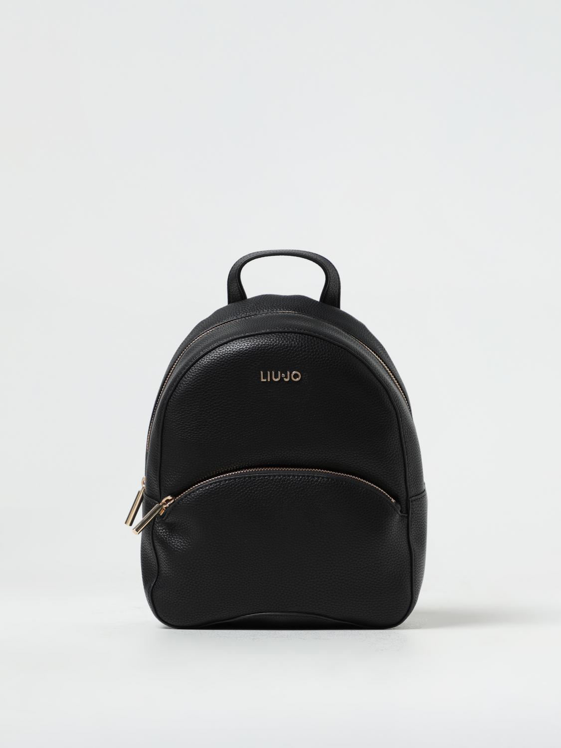 LIU JO ZAINO: Zaino Liu Jo in pelle sintetica a grana con logo in metallo, Nero - Img 1