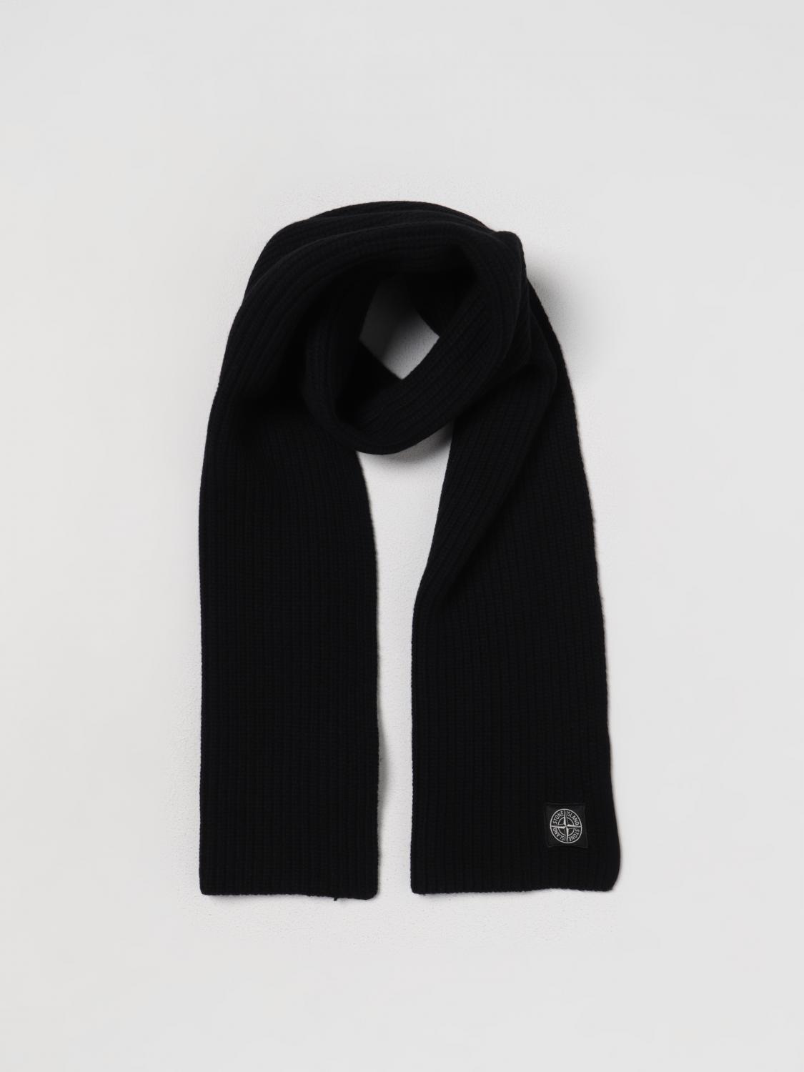 STONE ISLAND: Scarf men Black Stone Island scarf N15B5 online