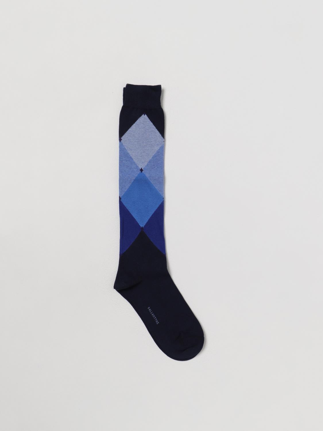 BALLANTYNE CALZE: Calze Ballantyne in cotone con motivo geometrico jacquard, Blue - Img 1