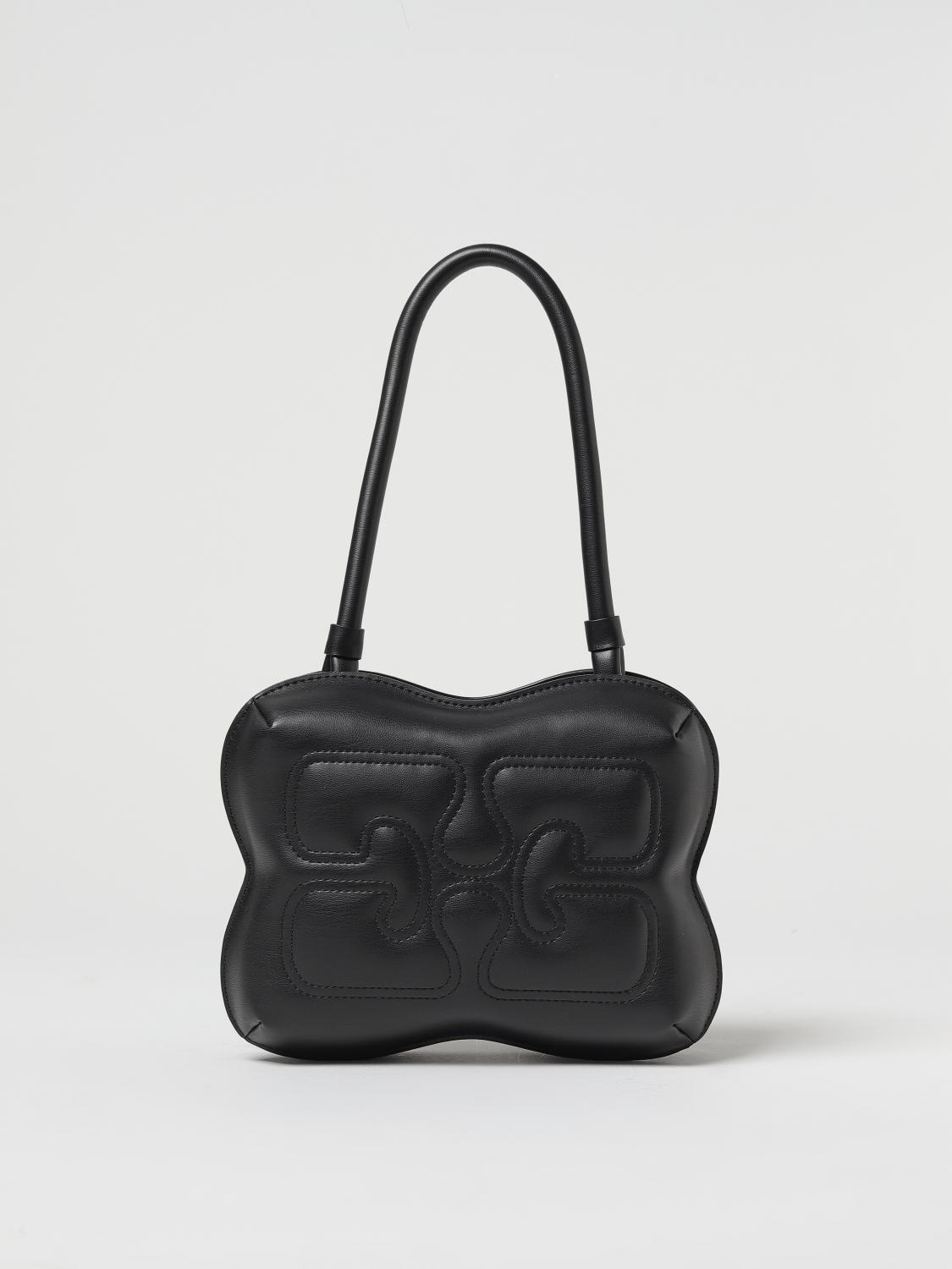 GANNI: Butterfly bag in recycled leather blend Black Ganni
