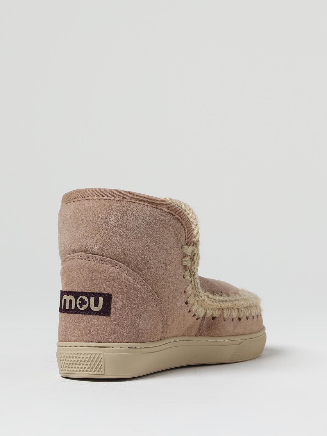 MOU STIVALI: Stivaletto Eskimo Mou in camoscio con cuciture di lana , Beige - Img 3