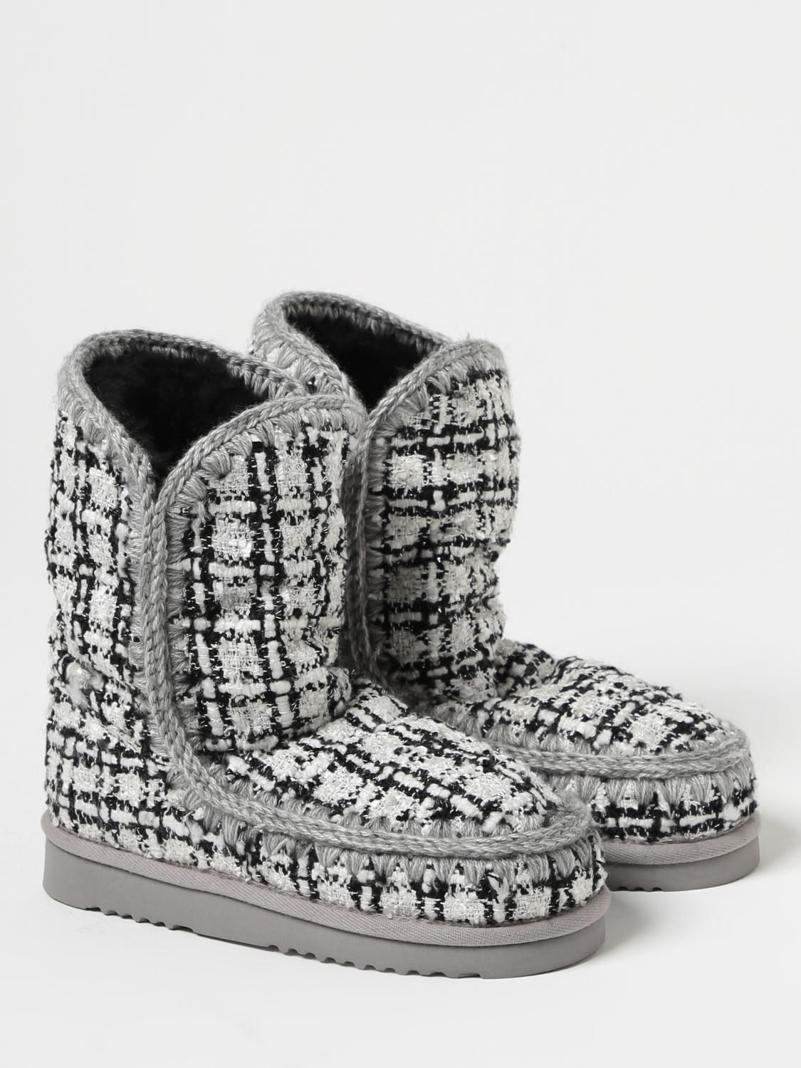 MOU STIVALETTI: Stivaletto Eskimo Mou in tweed, Bianco - Img 2