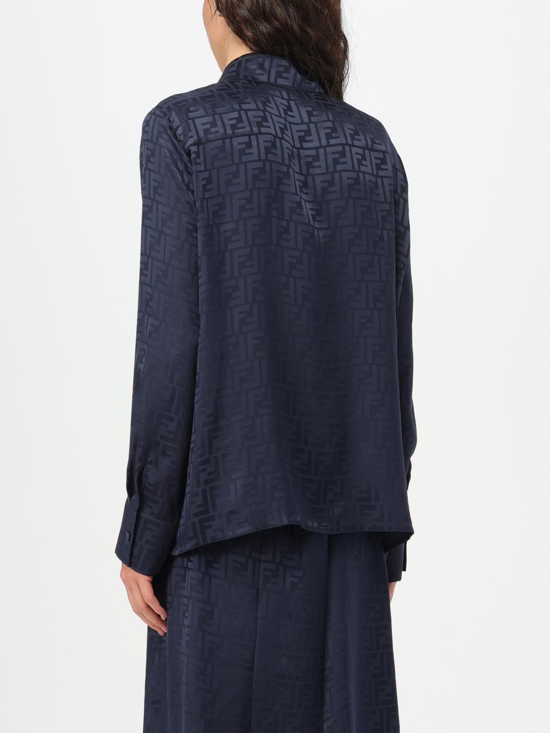 Fendi silk shirt with FF jacquard monogram - Blue | FS8140AJ0Z