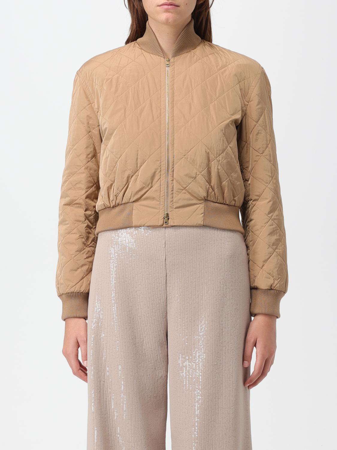 MAX MARA JACKET: Max Mara bomber jacket in quilted nylon, Camel - Img 1