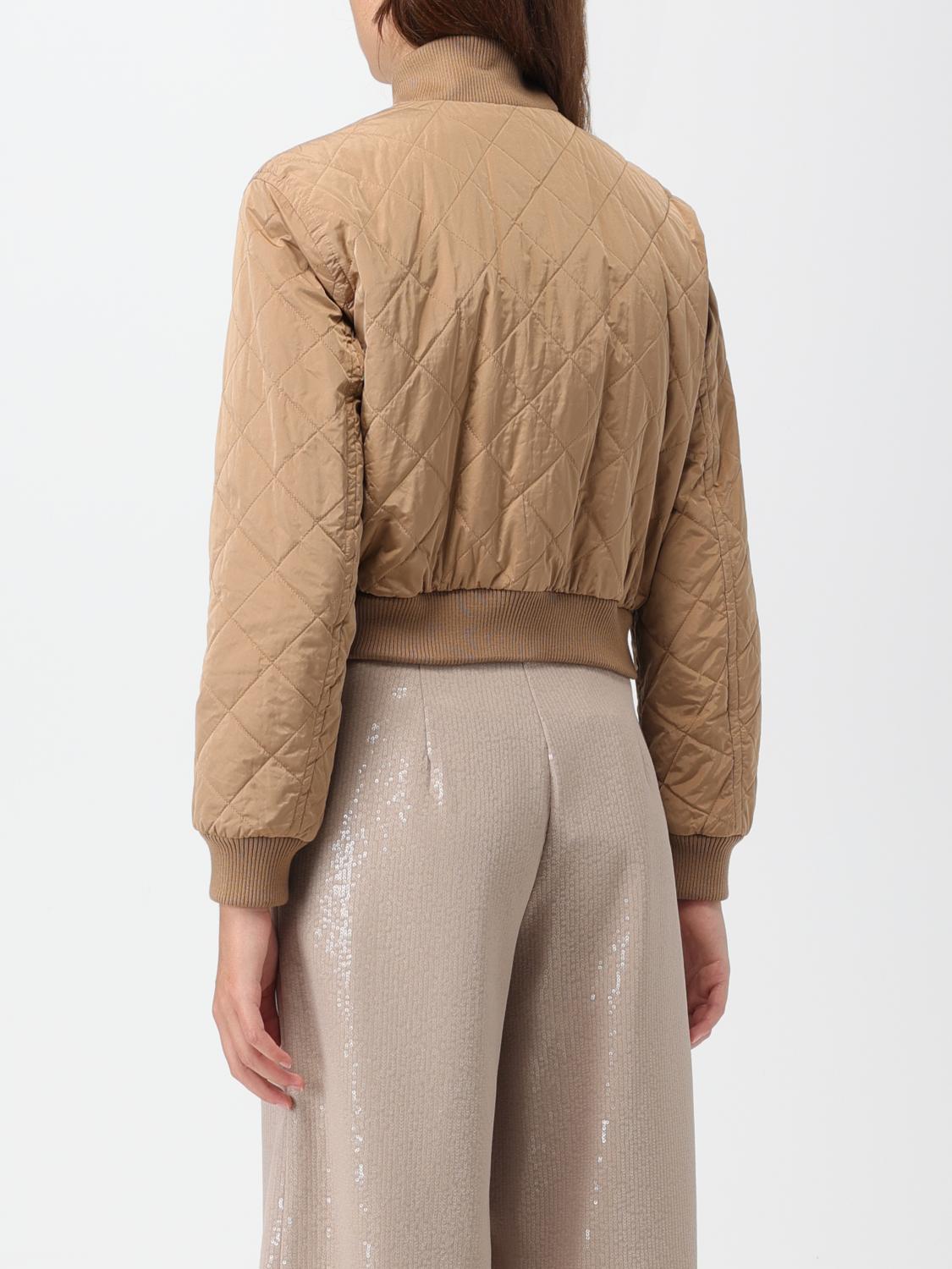 MAX MARA JACKET: Max Mara bomber jacket in quilted nylon, Camel - Img 3
