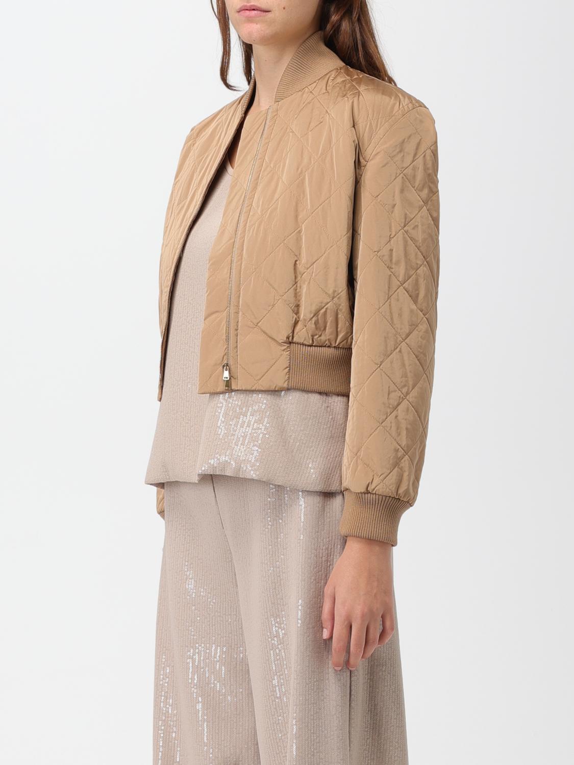 MAX MARA JACKET: Max Mara bomber jacket in quilted nylon, Camel - Img 4
