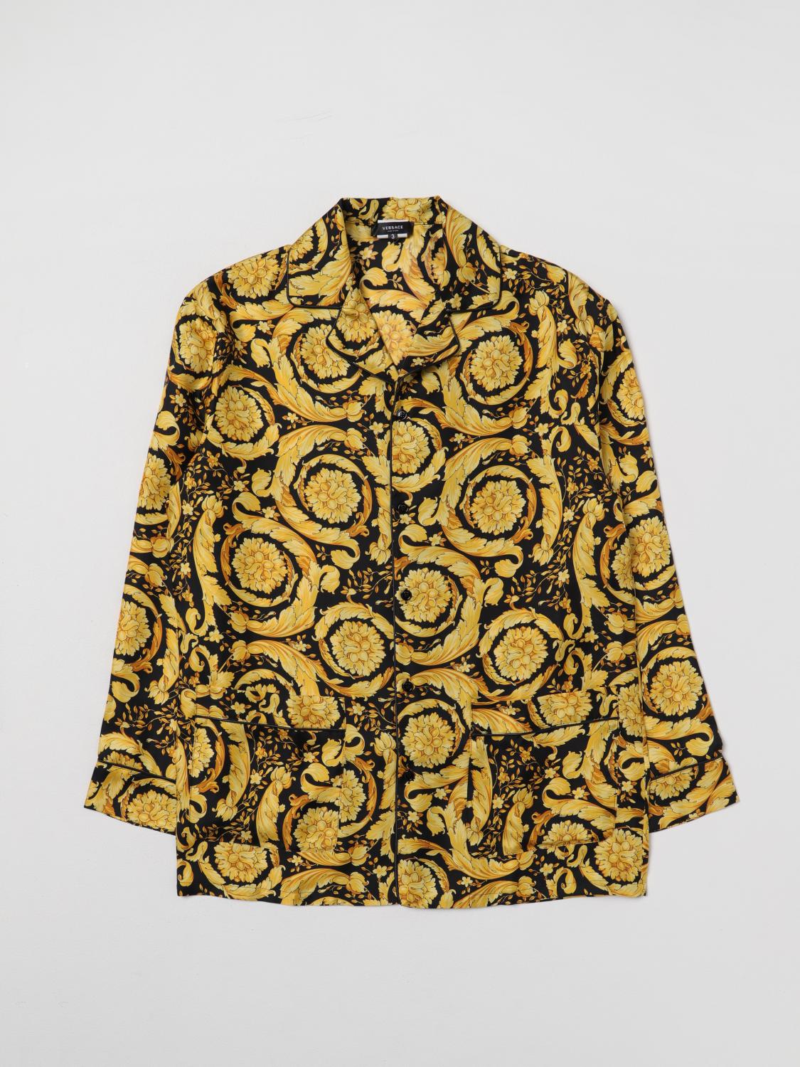 Ropa Camisas Versace Mujer Camisa Barroco De Seda Negro,Estampado