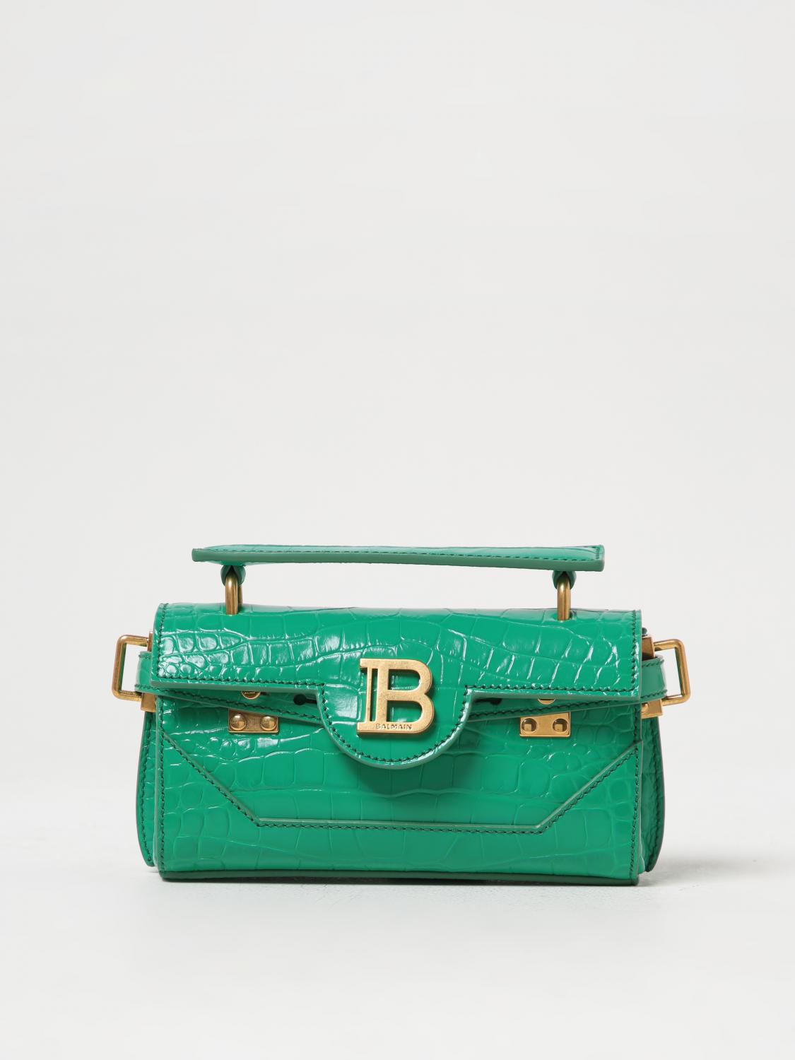 BALMAIN BORSA MINI: Borsa B-Buzz Balmain in pelle stampa cocco, Giada - Img 1