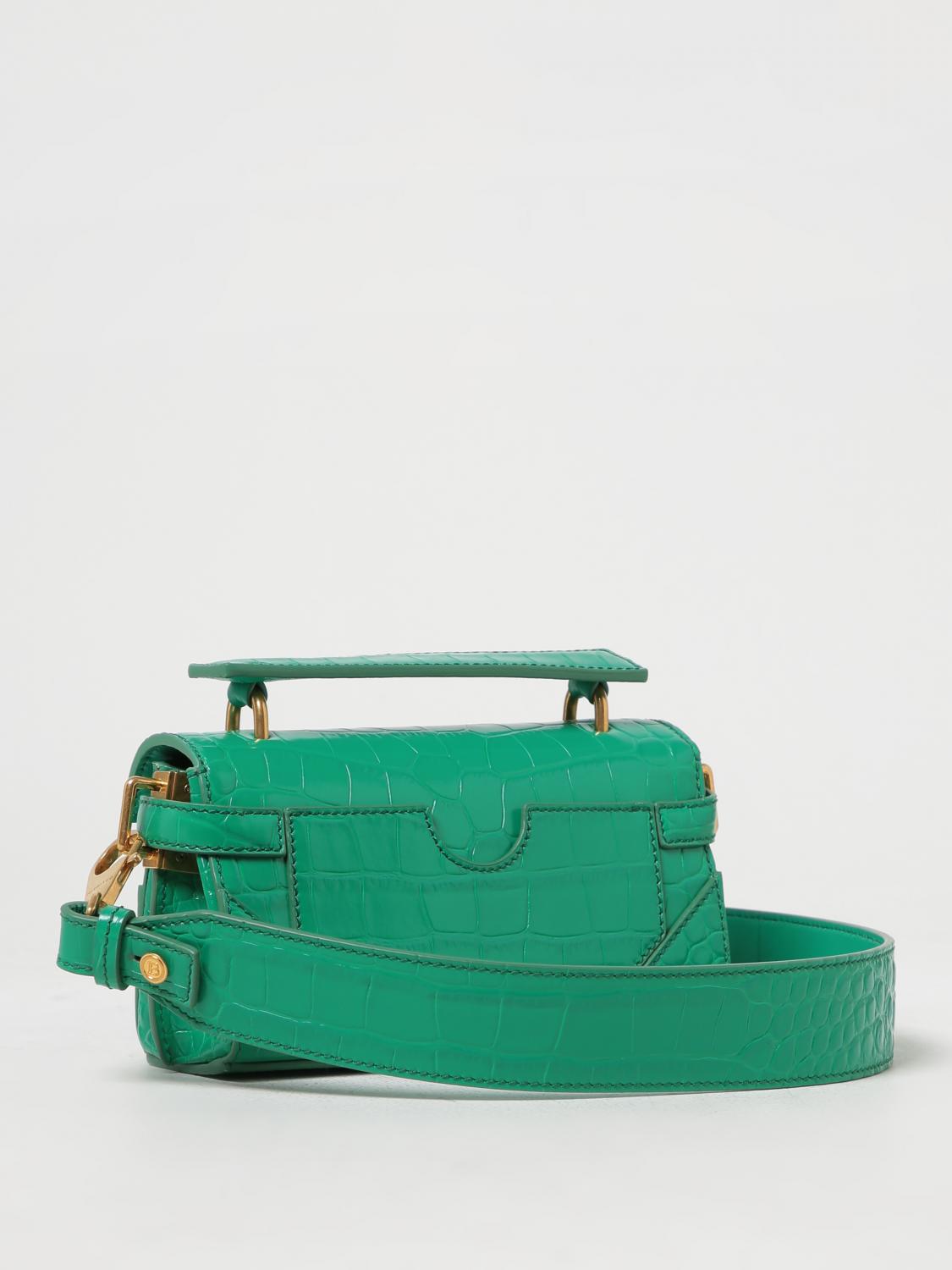 BALMAIN BORSA MINI: Borsa B-Buzz Balmain in pelle stampa cocco, Giada - Img 2