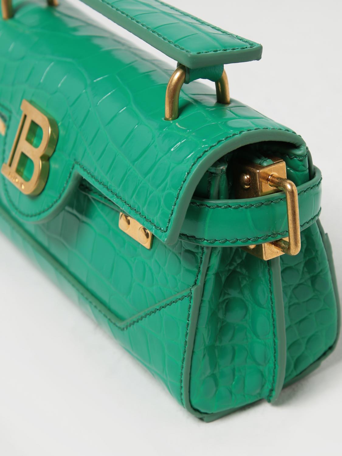 BALMAIN BORSA MINI: Borsa B-Buzz Balmain in pelle stampa cocco, Giada - Img 3