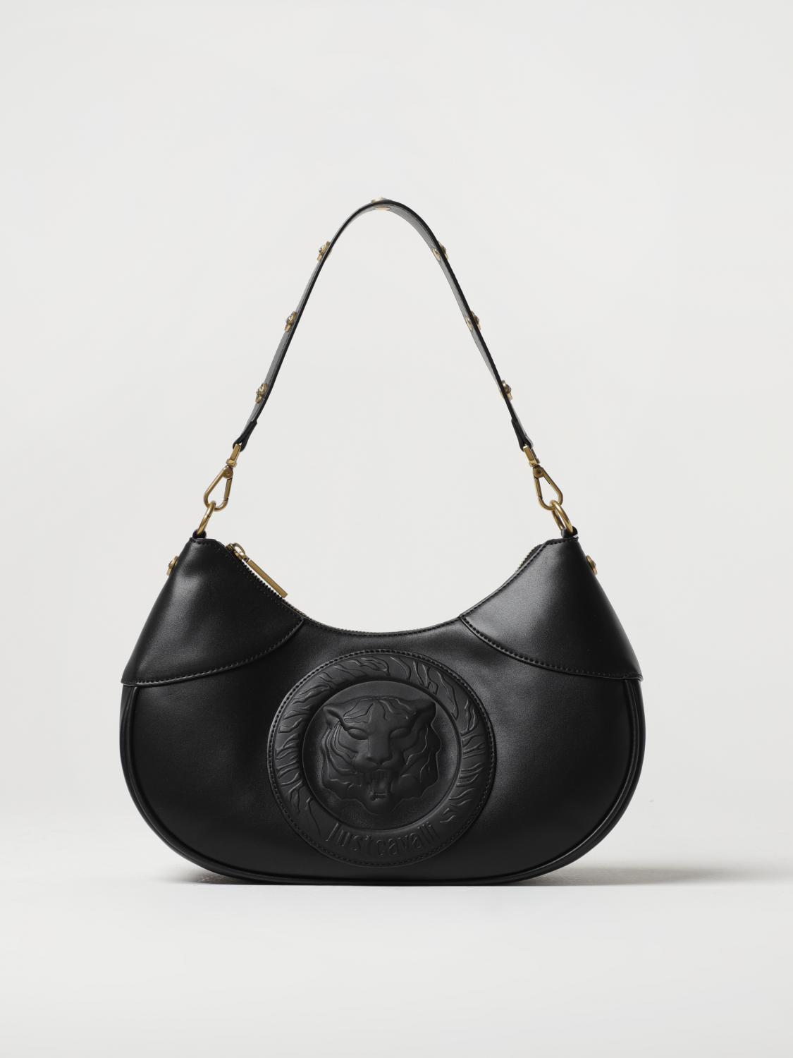 JUST CAVALLI BORSA A TRACOLLA: Borsa Just Cavalli in pelle sintetica con logo embossed, Nero - Img 1