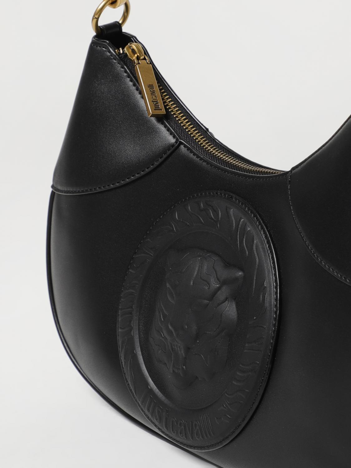 JUST CAVALLI BORSA A TRACOLLA: Borsa Just Cavalli in pelle sintetica con logo embossed, Nero - Img 3