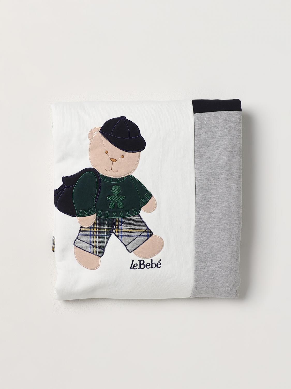 LE BEBE' COPERTINA: Copertina Le Bebè in cotone stretch con orsetto ricamato, Grigio - Img 1