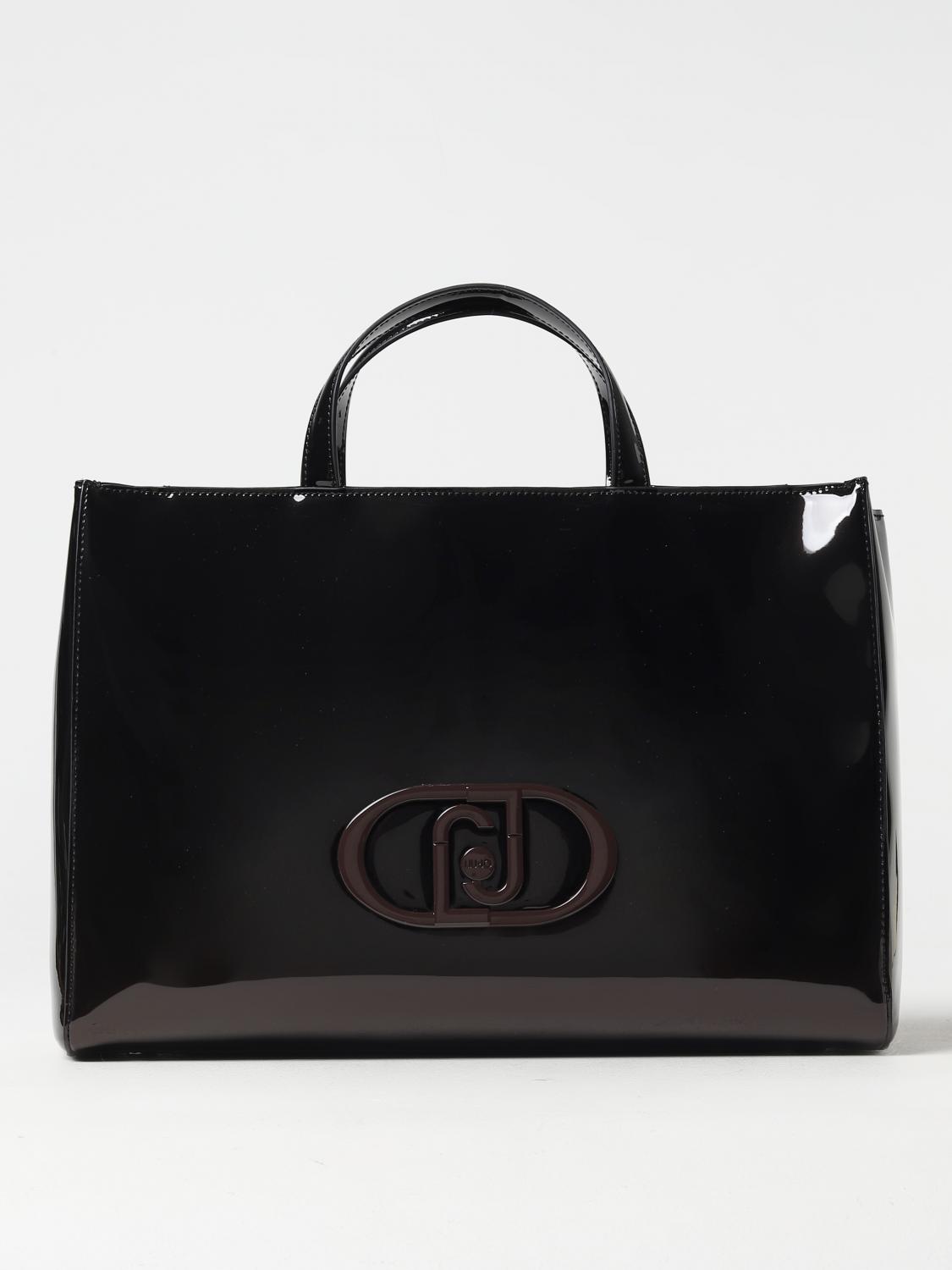 LIU JO BORSA TOTE: Borsa Liu Jo in vernice con monogram metallico, Nero - Img 1