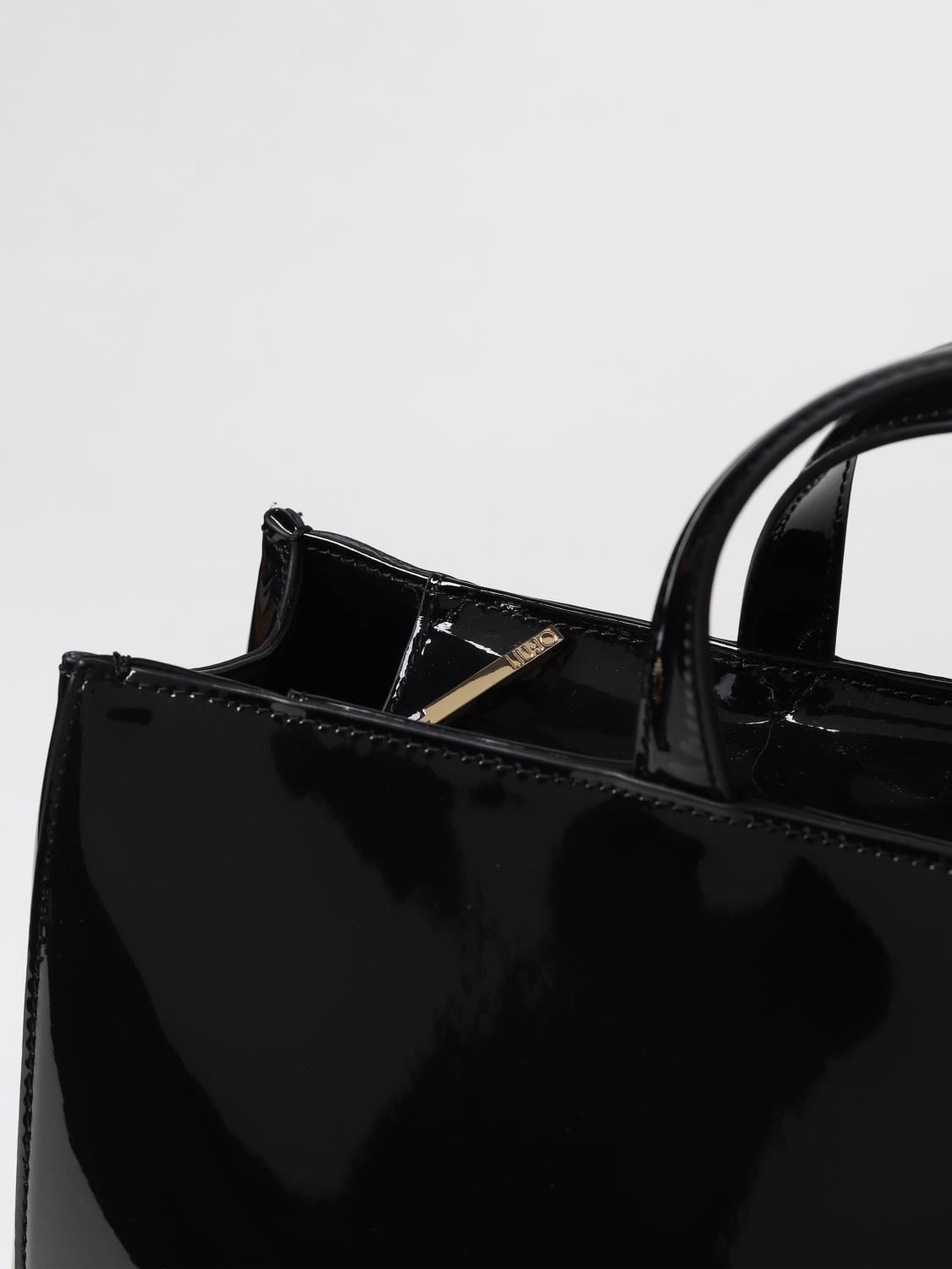 LIU JO BORSA TOTE: Borsa Liu Jo in vernice con monogram metallico, Nero - Img 3