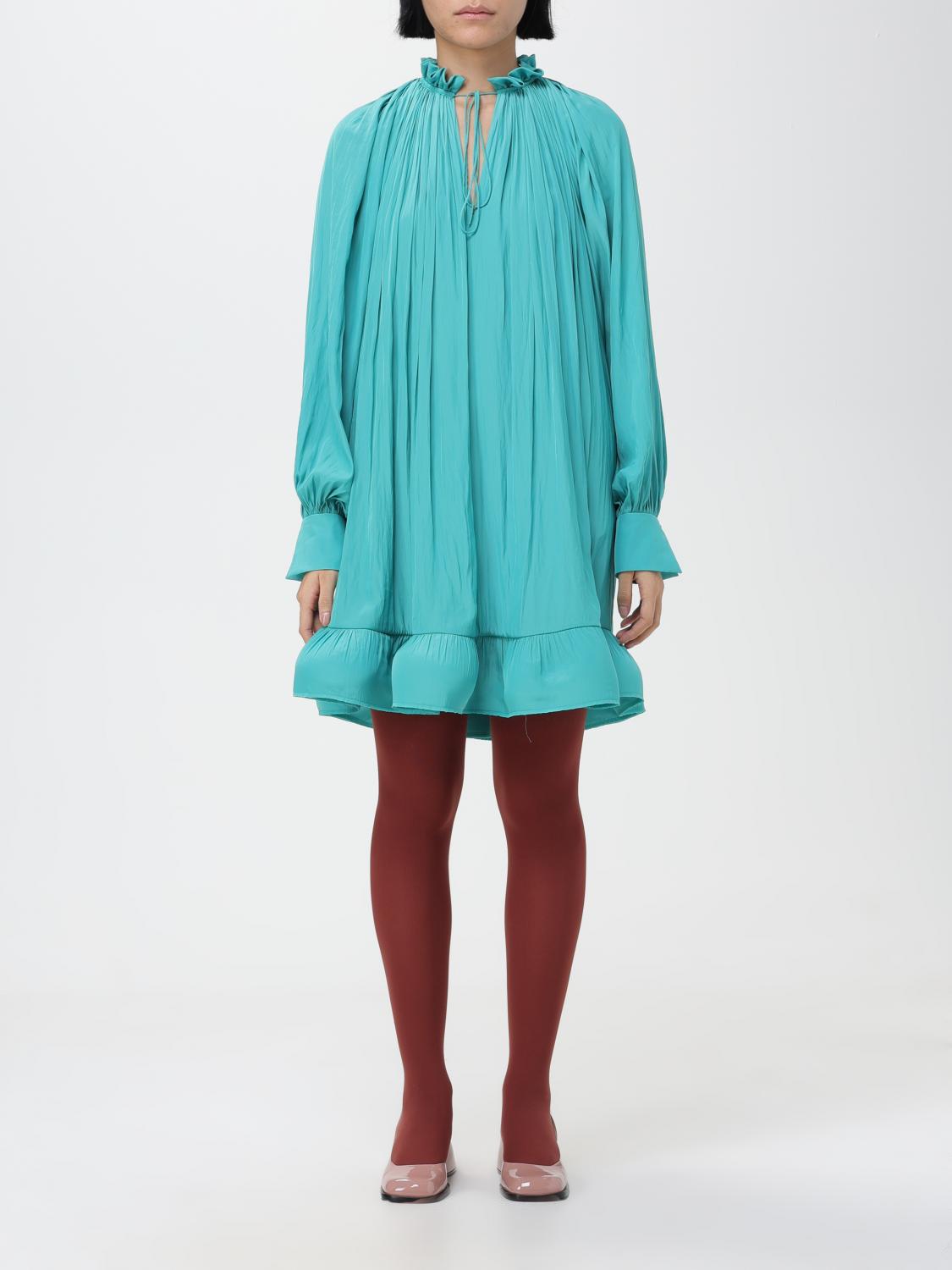 slim fit dress slacks LANVIN ALBER ELBAZ Winter 2011 one shoulder dress in dark green KNIT wool  with black silk ruffle  SEPT