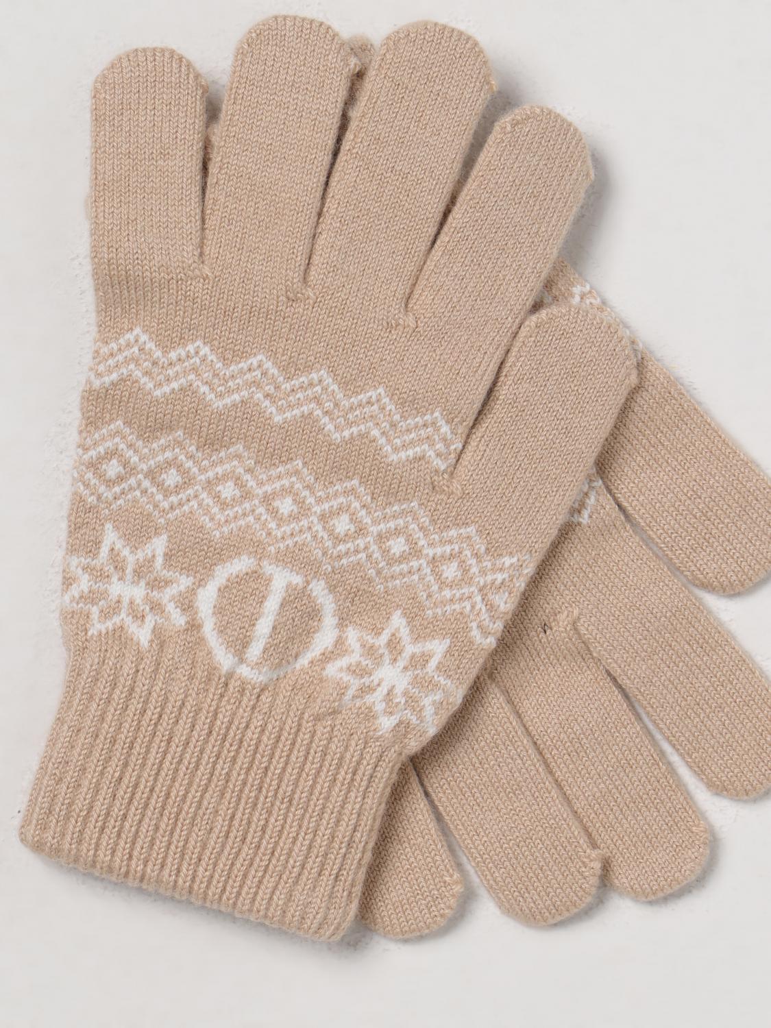 TWINSET GUANTI: Guanti Twinset in misto lana con Oval T e motivo jacquard, Marrone - Img 2
