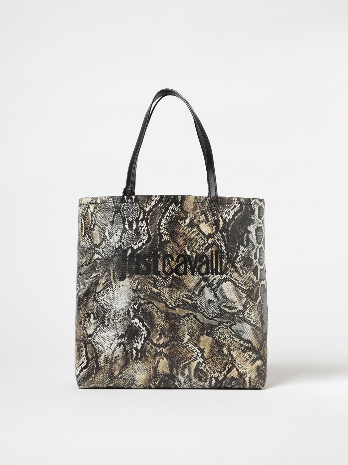 JUST CAVALLI Borsa in pelle sintetica stampa pitone con logo Nero Borse Tote Just Cavalli 75RA4BM2ZS973 online su GIGLIO.COM