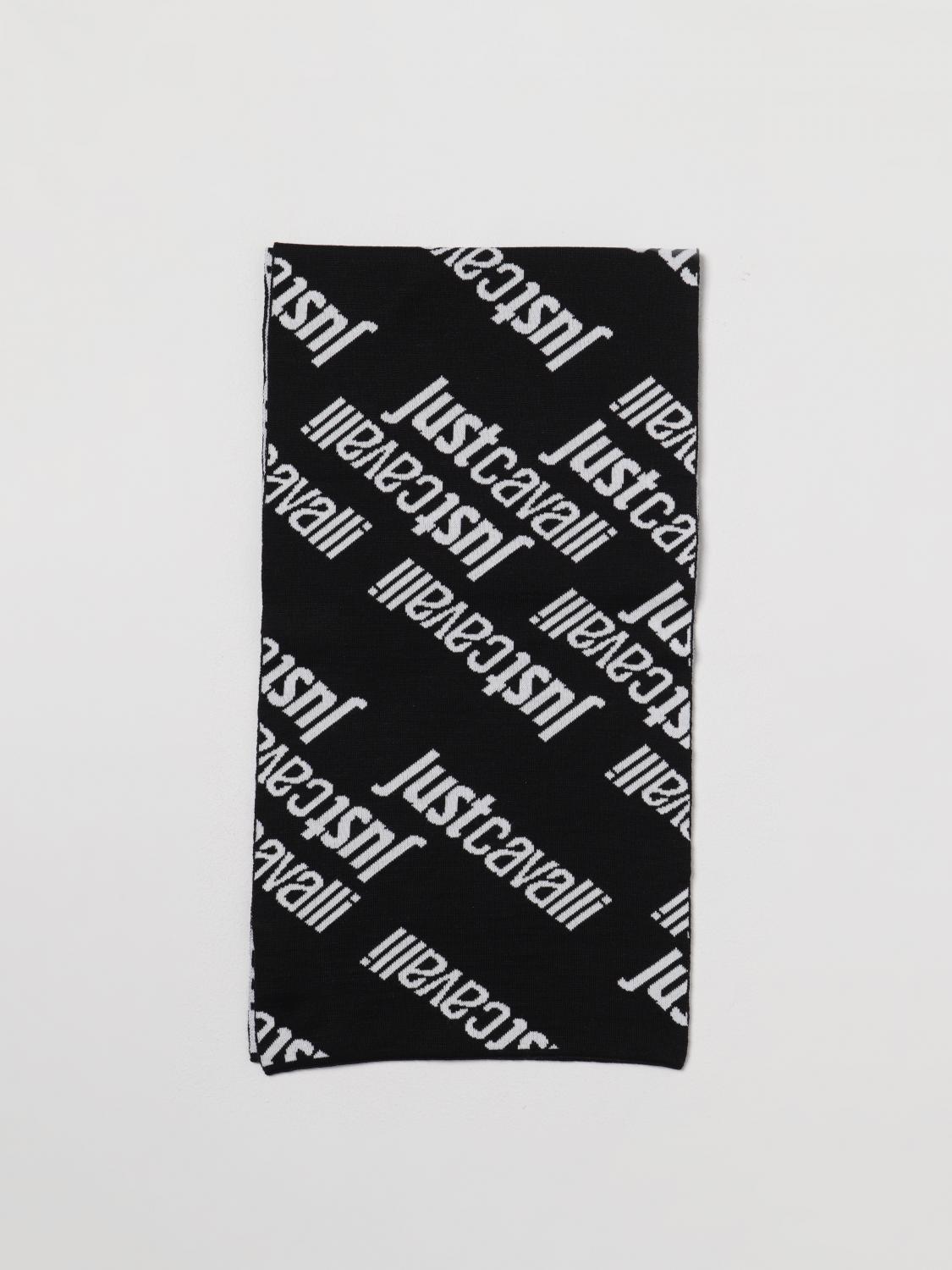 JUST CAVALLI SCIARPA: Sciarpa Just Cavalli in misto lana con logo jacquard, Nero - Img 1