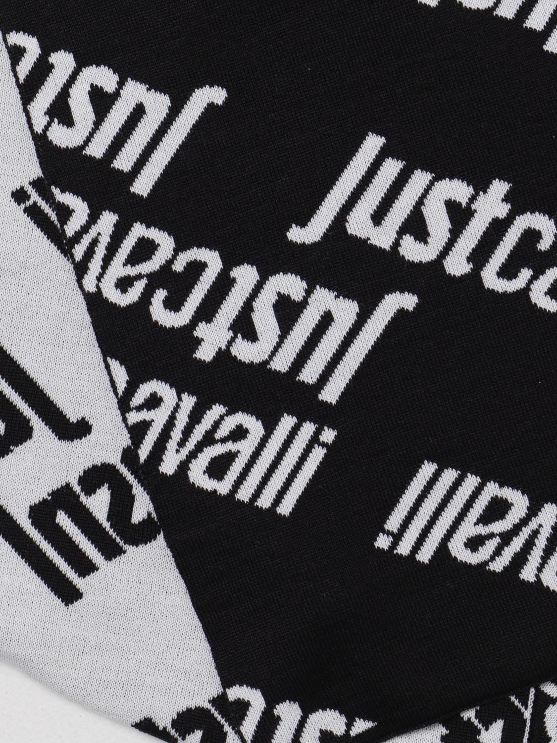 JUST CAVALLI SCIARPA: Sciarpa Just Cavalli in misto lana con logo jacquard, Nero - Img 3