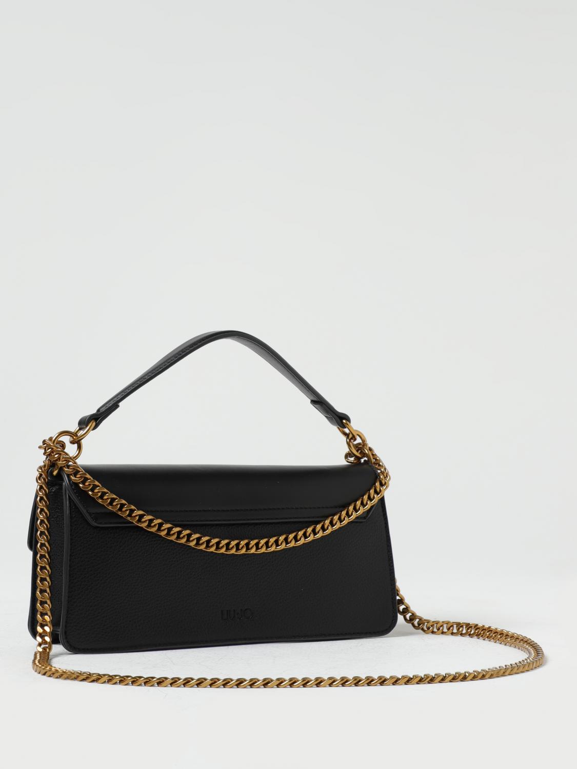 LIU JO BORSA A MANO: Borsa Liu Jo in pelle sintetica con monogram LJ in metallo, Nero - Img 2