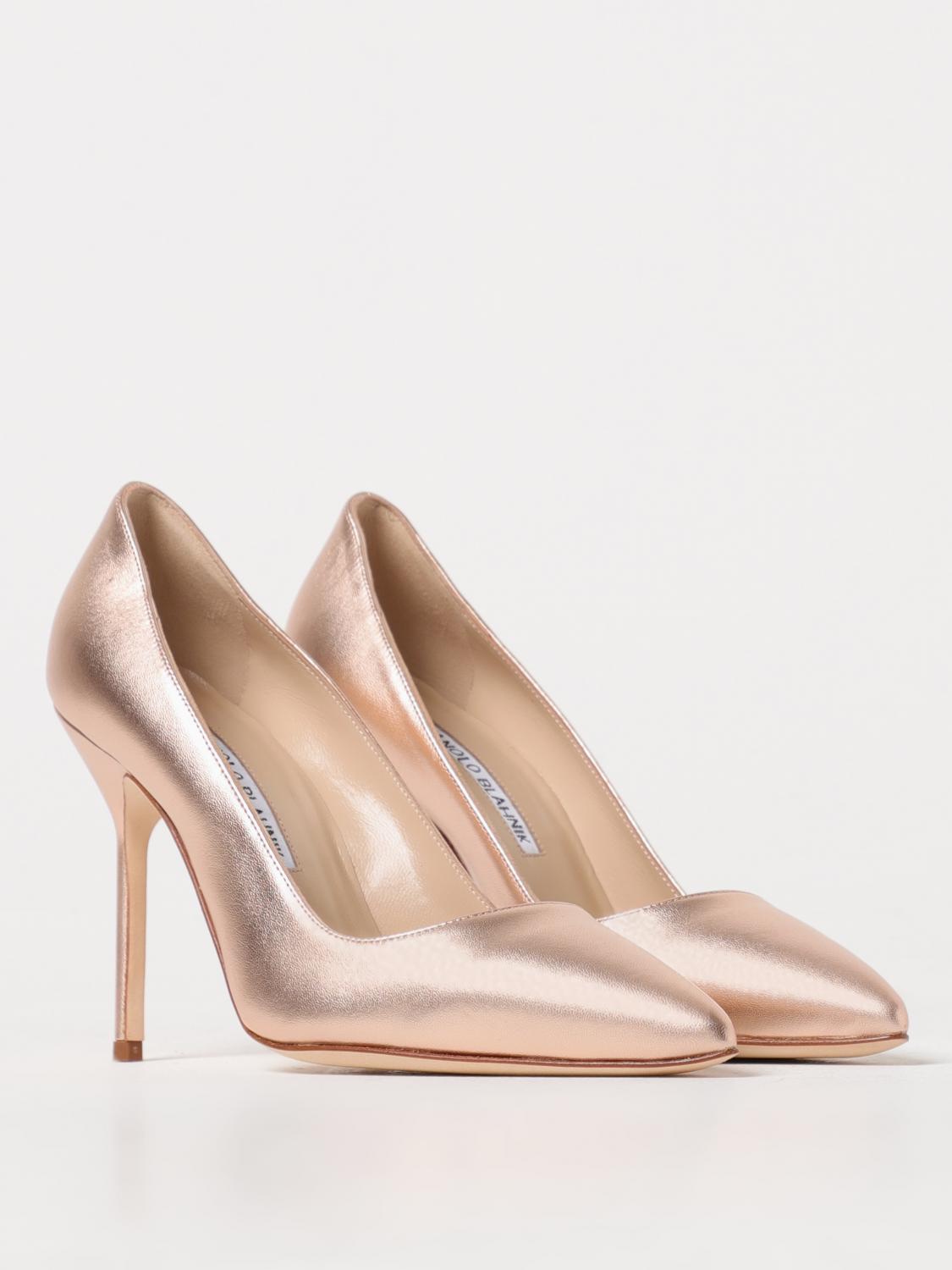 MANOLO BLAHNIK DÉCOLLETÉ: Décolleté BB Manolo Blahnik in nappa laminata, Oro - Img 2