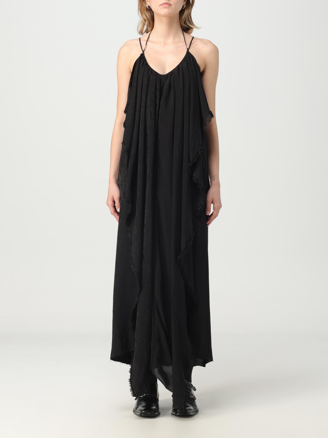 ワンピース UMA WANG Woman Dress Black UW5081 UW900 Uma Wang black dress with sculptural front drape — spring