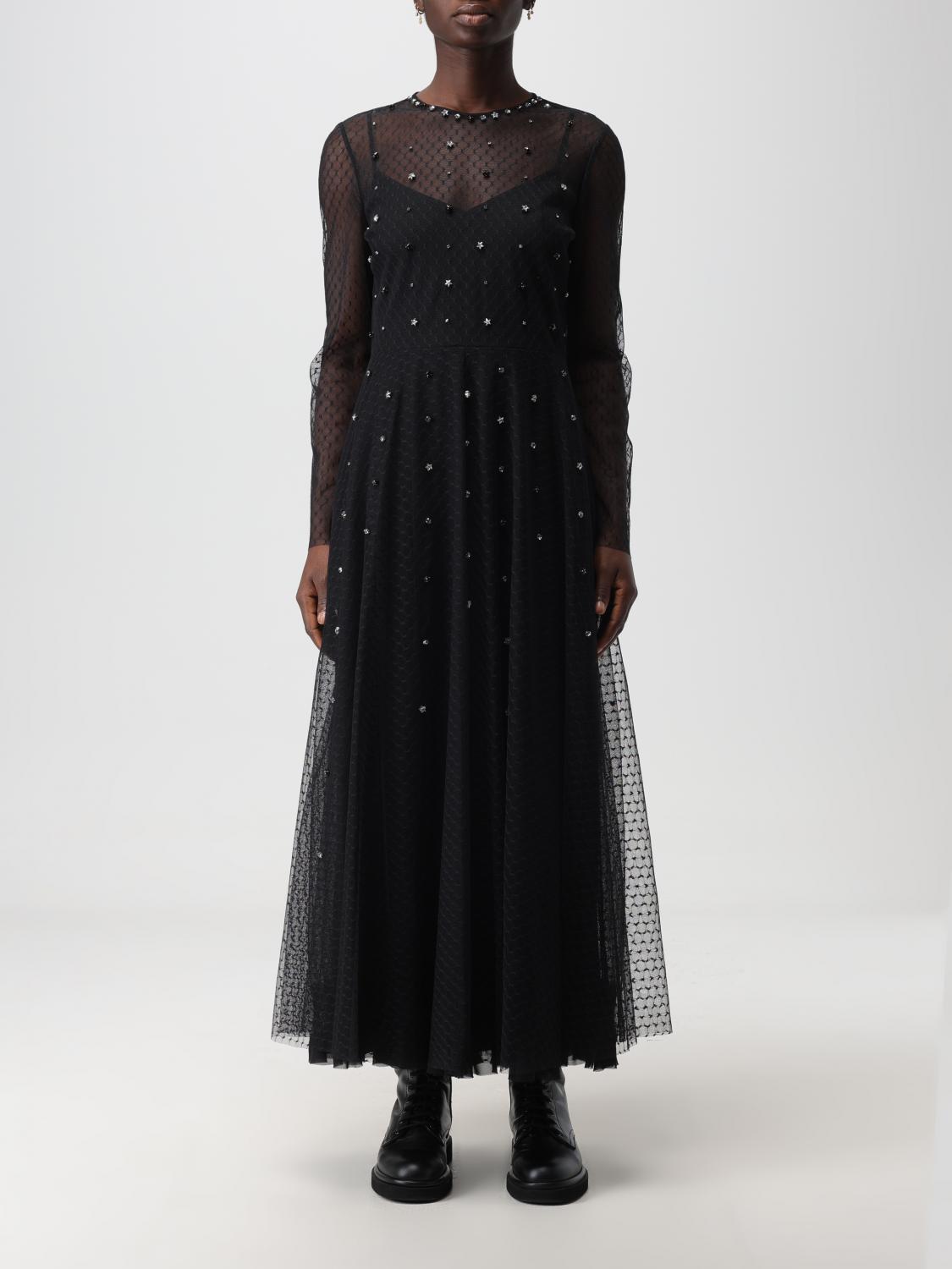 RED VALENTINO: Abito in tulle a rete Nero Abito Red Valentino