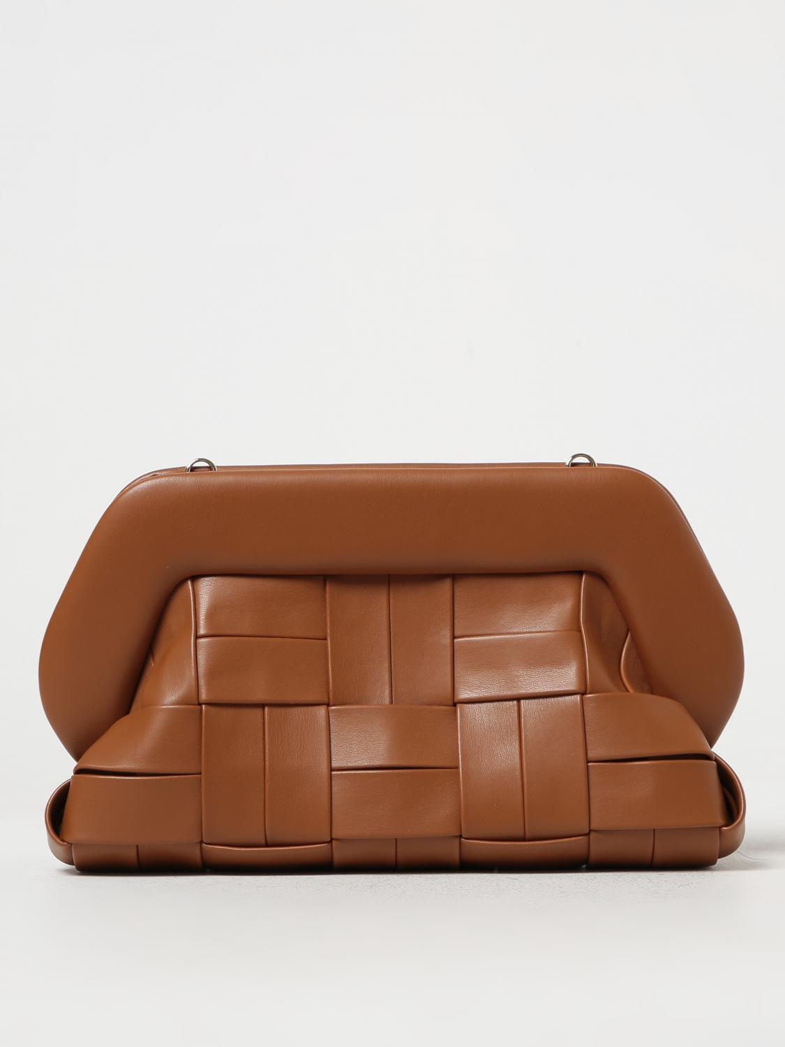 THEMOIRÈ BORSA A MANO: Borsa Bios flat Themoirè in pelle sintetica intrecciata, Marrone - Img 1