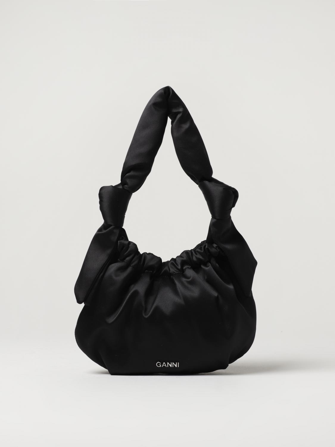 Ganni Occasion bag in recycled fabric - Black | A4610 | GIGLIO.COM