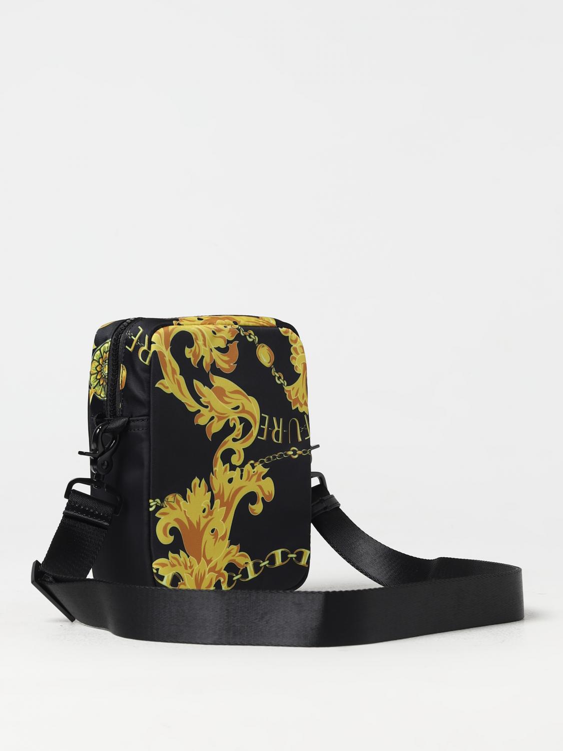 VERSACE JEANS COUTURE SHOULDER BAG: Versace Jeans Couture bag in nylon with Baroque Versace print, Black - Img 2