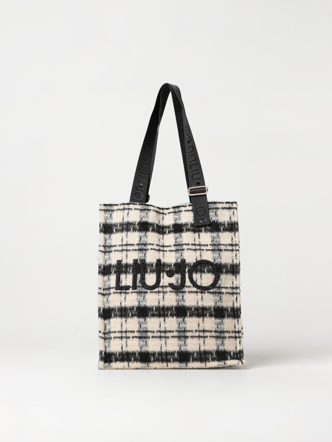 LIU JO BORSA A SPALLA: Borsa Liu Jo in tessuto con fantasia jacquard e logo, Nero - Img 1
