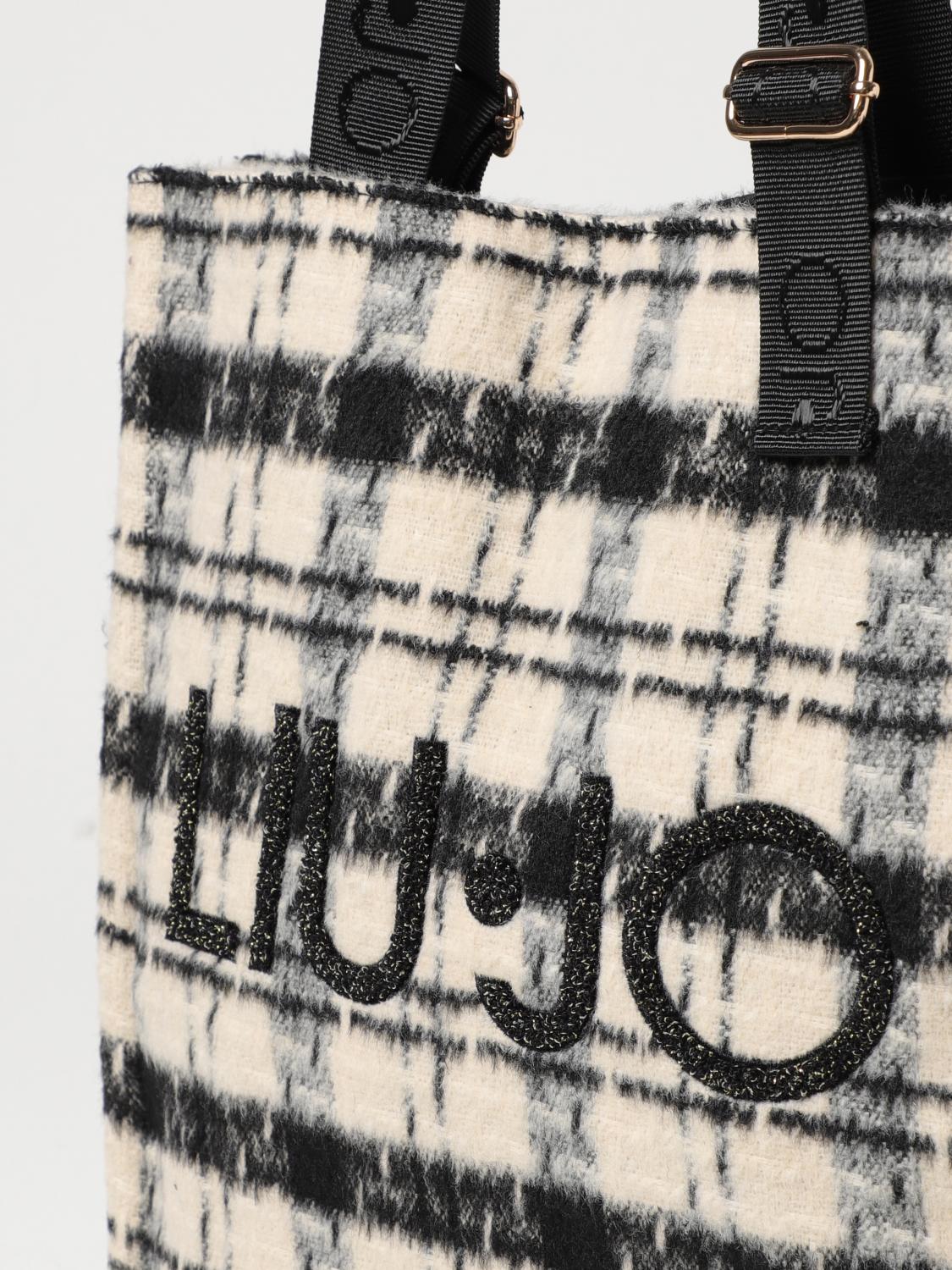 LIU JO BORSA A SPALLA: Borsa Liu Jo in tessuto con fantasia jacquard e logo, Nero - Img 3