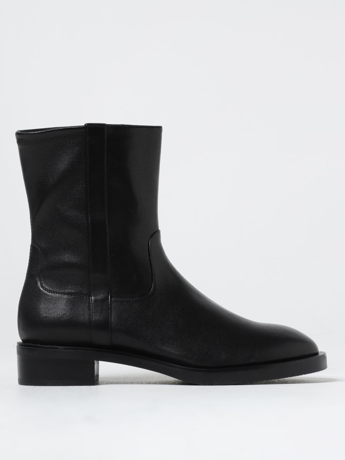 STUART WEITZMAN FLAT ANKLE BOOT: Stuart Weitzman Sadie leather ankle boots, Black - Img 1